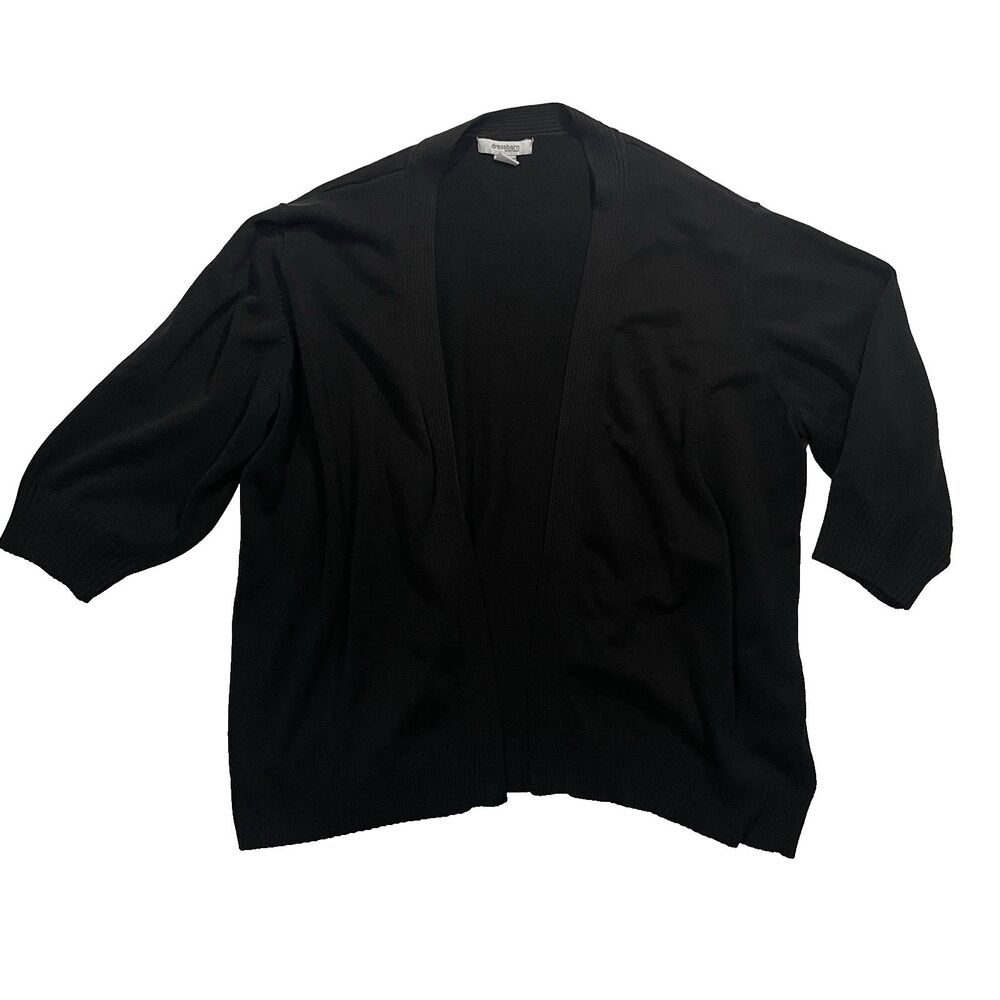 Dressbarn 2X Women's Black 3/4 Sleeve Cardigan Plus Fit Fluidity Corporate Goth